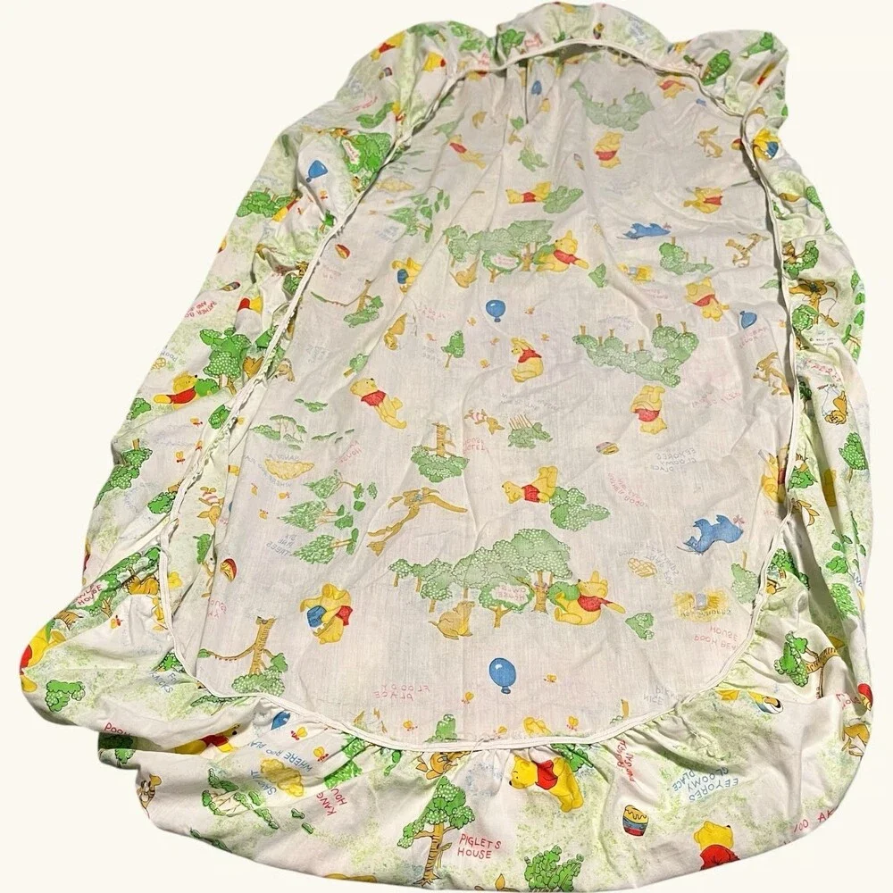 Vintage Winnie the Pooh Handmade Crib Sheet Walt Disney Fabric Nursery Piglet